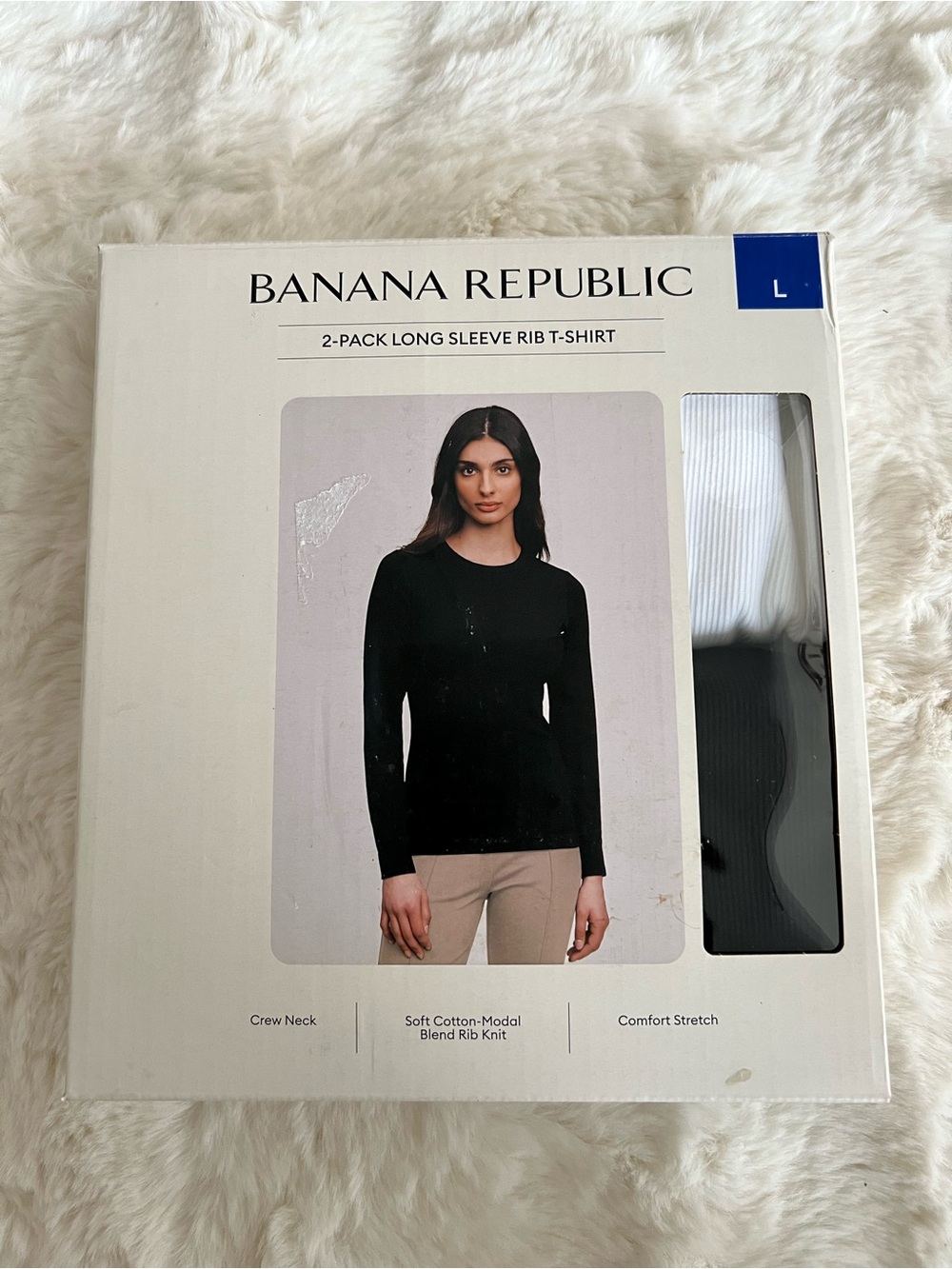 Banana Republic Black & White Long Sleeve Rib Tee 2-Pack #52
